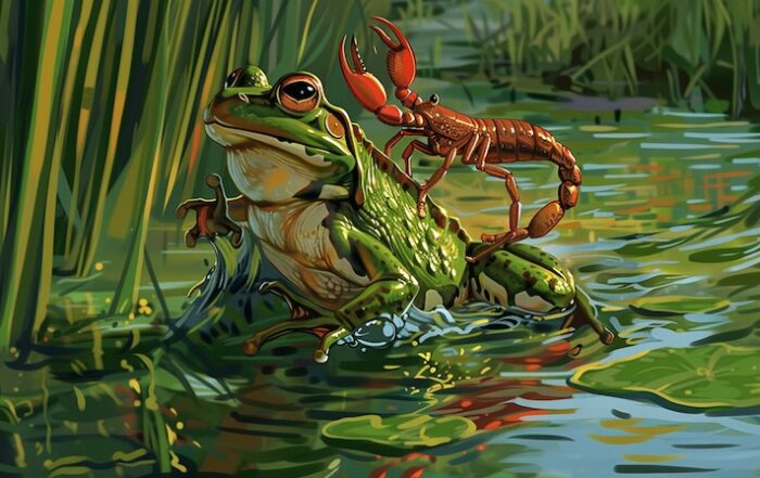 caught in a trap - scorpion and the frog